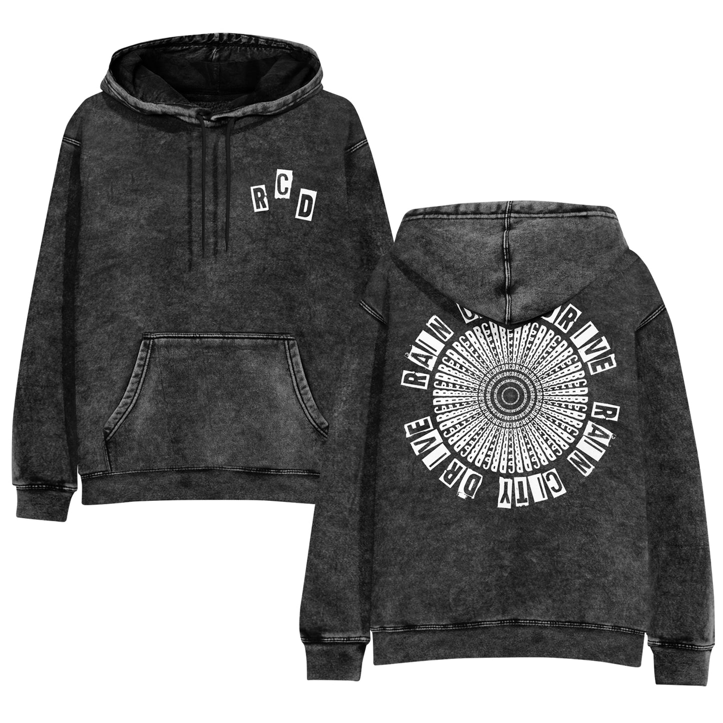 Ransom - Mineral Wash Hoodie front and back