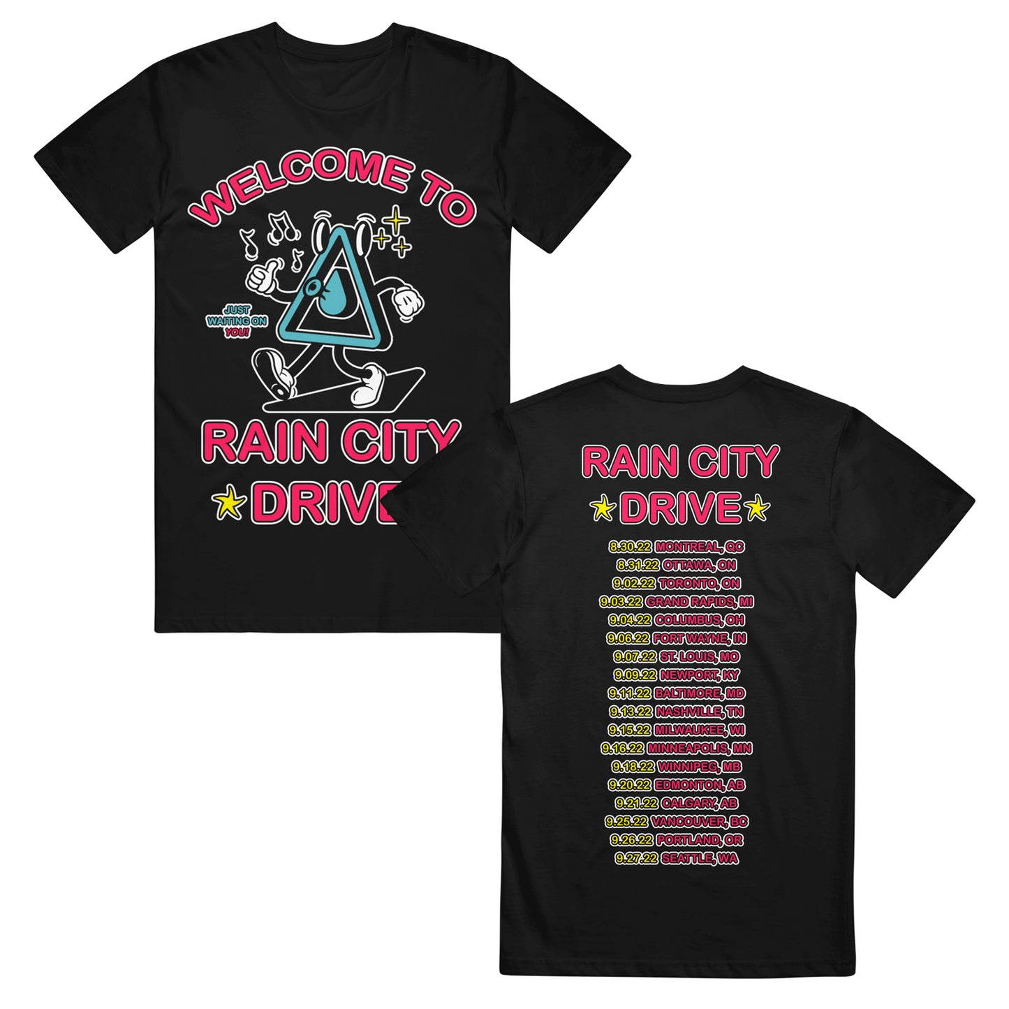 Welcome To - Black T-Shirt front and back