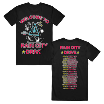 Welcome To - Black T-Shirt front and back